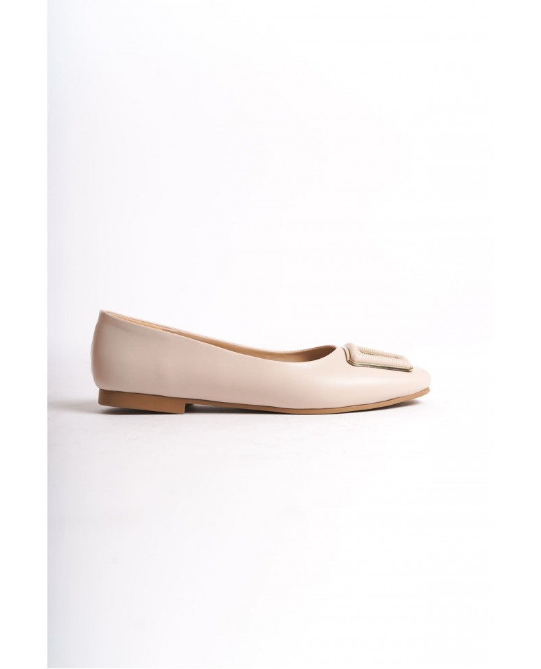 KAYLEE Bağcıksız Ortopedik Rahat Taban Toka Detaylı Kadın Babet Ayakkabı  CKT - Krem Somersan Giyim | Kadın, Erkek ve Çocuk Moda