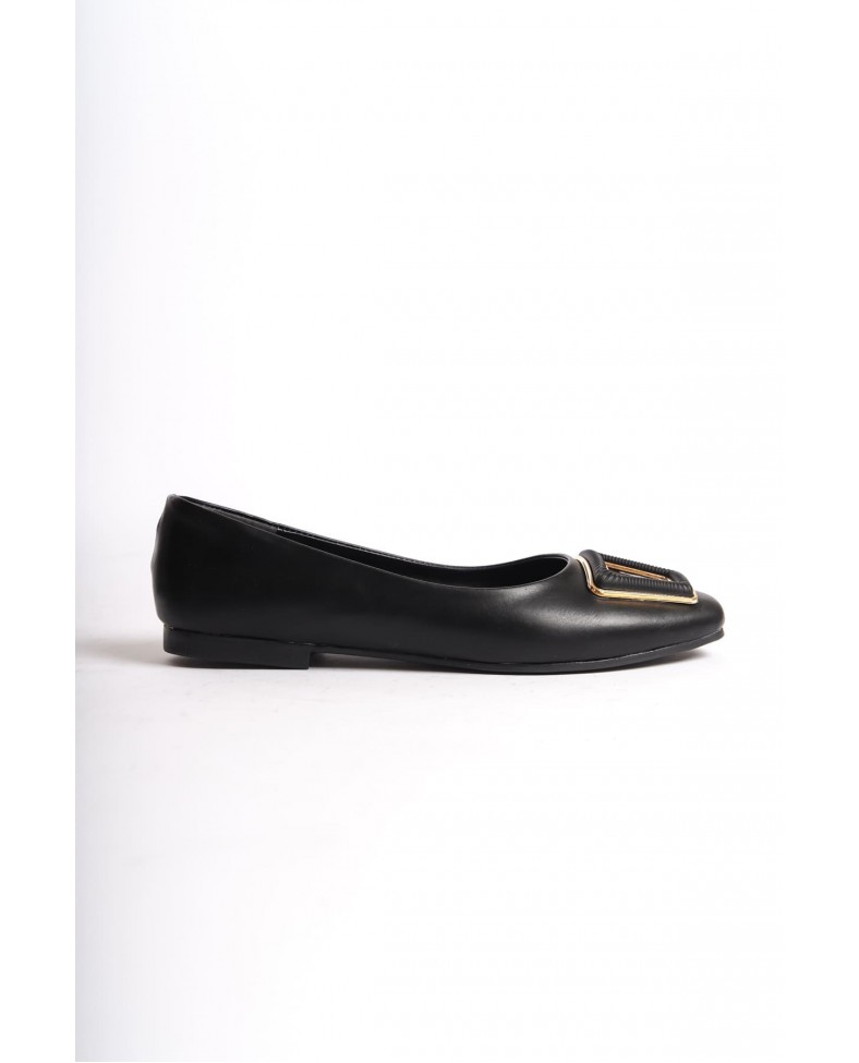 KAYLEE Bağcıksız Ortopedik Rahat Taban Toka Detaylı Kadın Babet Ayakkabı  CST - Siyah Somersan Giyim | Kadın, Erkek ve Çocuk Moda