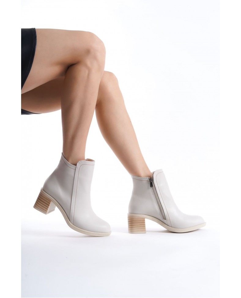 LARISSA Fermuarlı Ortopedik Taban Topuklu Kadın Bot  CKT - Krem Somersan Giyim | Kadın, Erkek ve Çocuk Moda