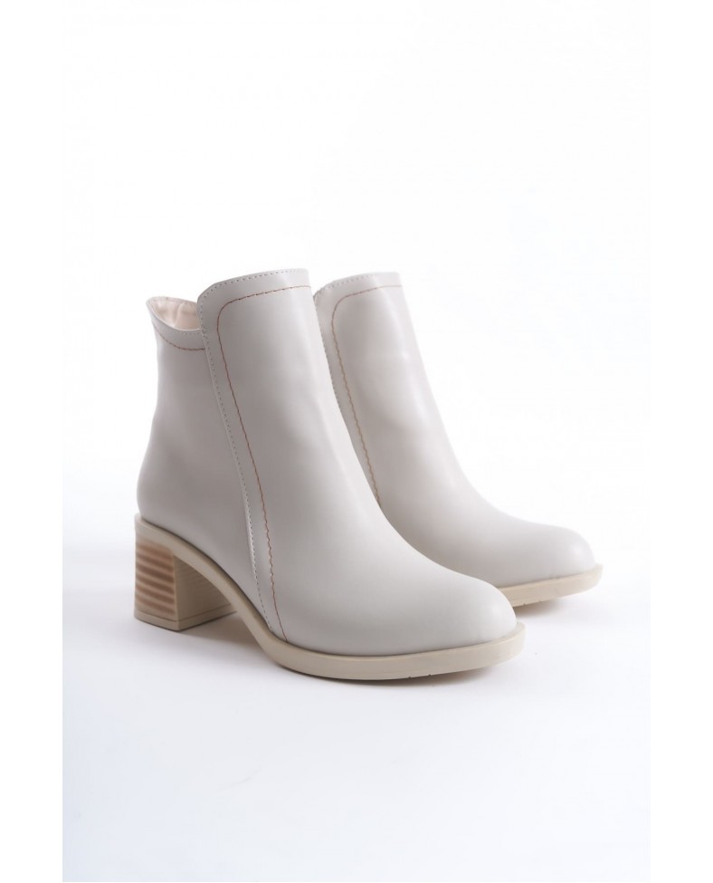 LARISSA Fermuarlı Ortopedik Taban Topuklu Kadın Bot  CKT - Krem Somersan Giyim | Kadın, Erkek ve Çocuk Moda