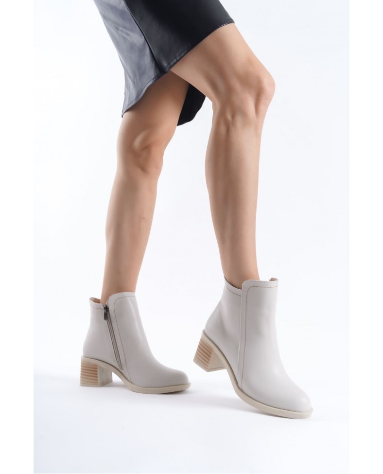 LARISSA Fermuarlı Ortopedik Taban Topuklu Kadın Bot  CKT - Krem Somersan Giyim | Kadın, Erkek ve Çocuk Moda