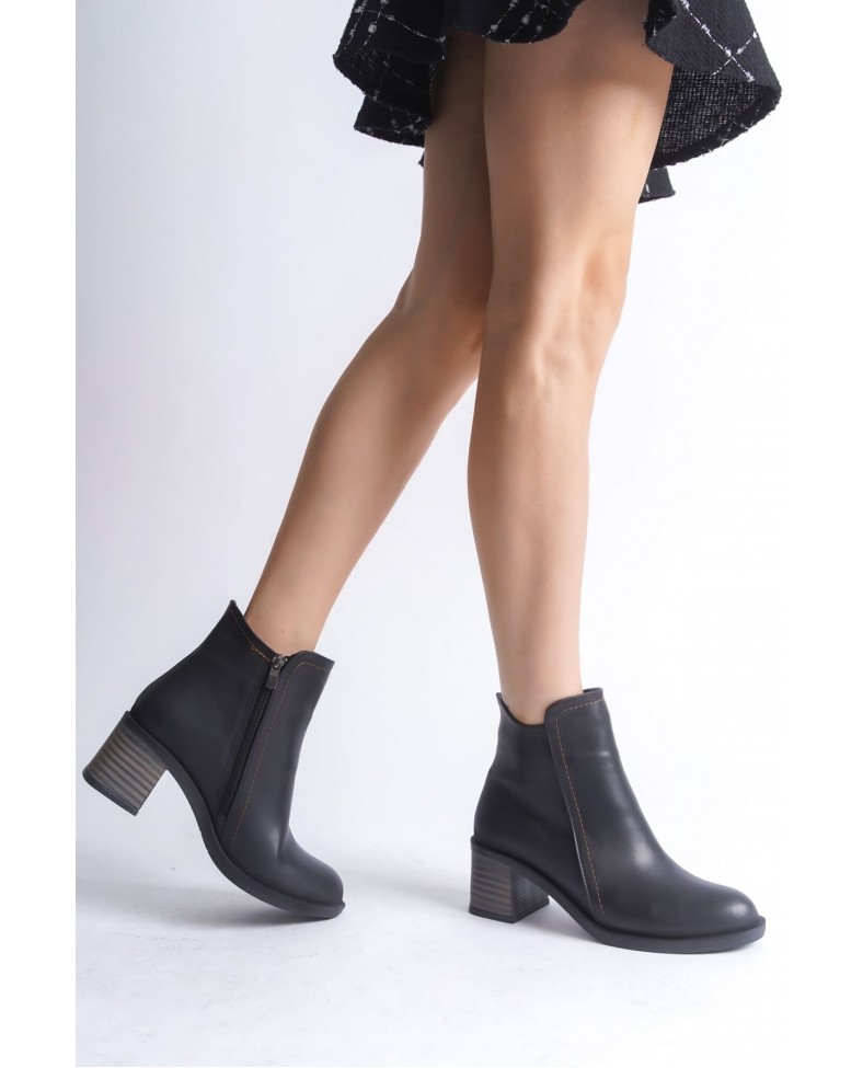 LARISSA Fermuarlı Ortopedik Taban Topuklu Kadın Bot  CST - Siyah Somersan Giyim | Kadın, Erkek ve Çocuk Moda
