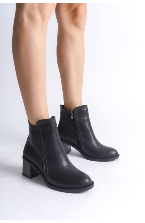 LARISSA Fermuarlı Ortopedik Taban Topuklu Kadın Bot  CST - Siyah