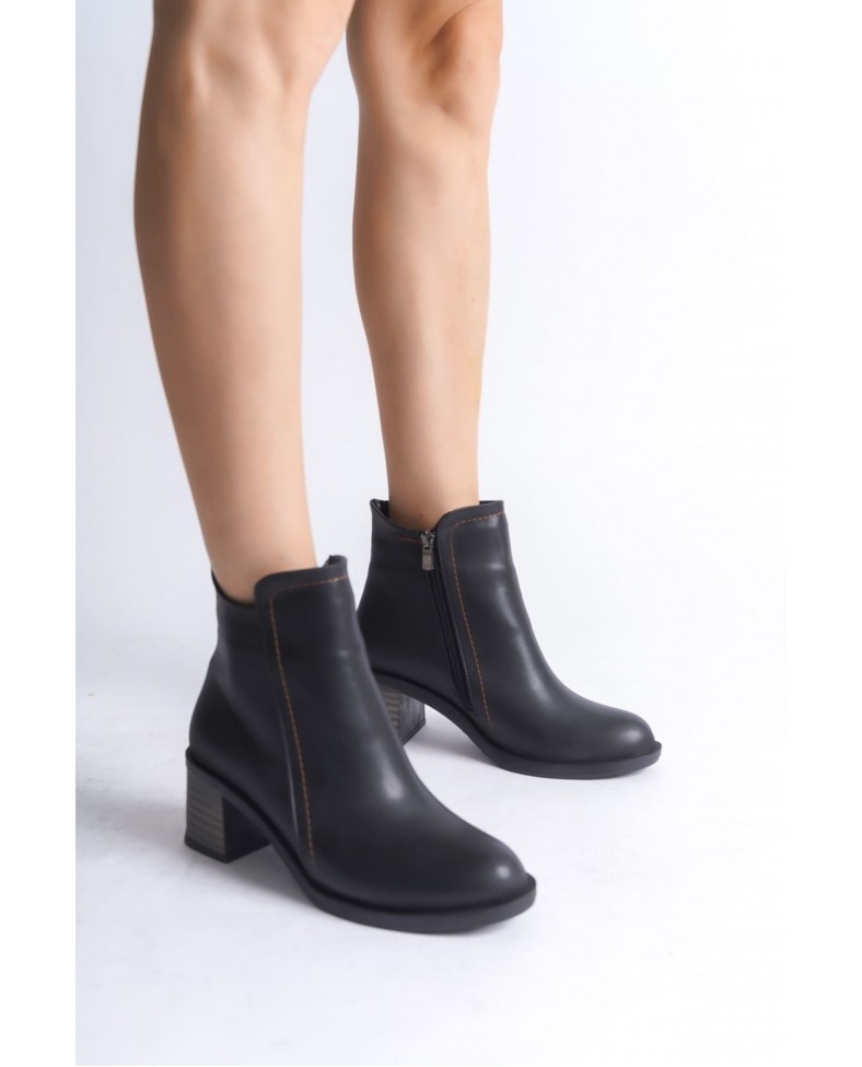 LARISSA Fermuarlı Ortopedik Taban Topuklu Kadın Bot  CST - Siyah Somersan Giyim | Kadın, Erkek ve Çocuk Moda