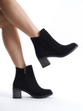 LARISSA Fermuarlı Ortopedik Taban Topuklu Süet Kadın Bot  SST - Siyah Somersan Giyim | Kadın, Erkek ve Çocuk Moda