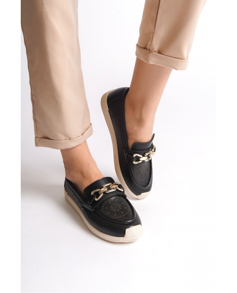 LAYLA Bağcıksız Ortopedik Rahat Taban Çiçek Desenli Kadın Babet Ayakkabı  CKT - Siyah Somersan Giyim | Kadın, Erkek ve Çocuk Moda