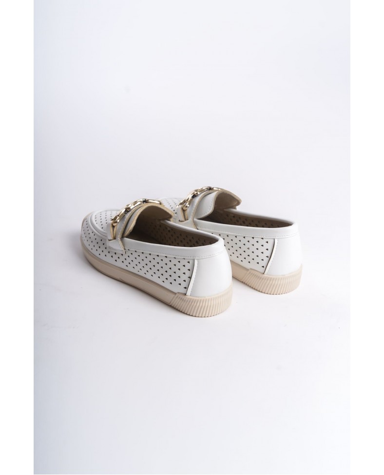 LAYLA Bağcıksız Ortopedik Rahat Taban Kalp Desenli Kadın Babet Ayakkabı  CKT - Beyaz Somersan Giyim | Kadın, Erkek ve Çocuk Moda