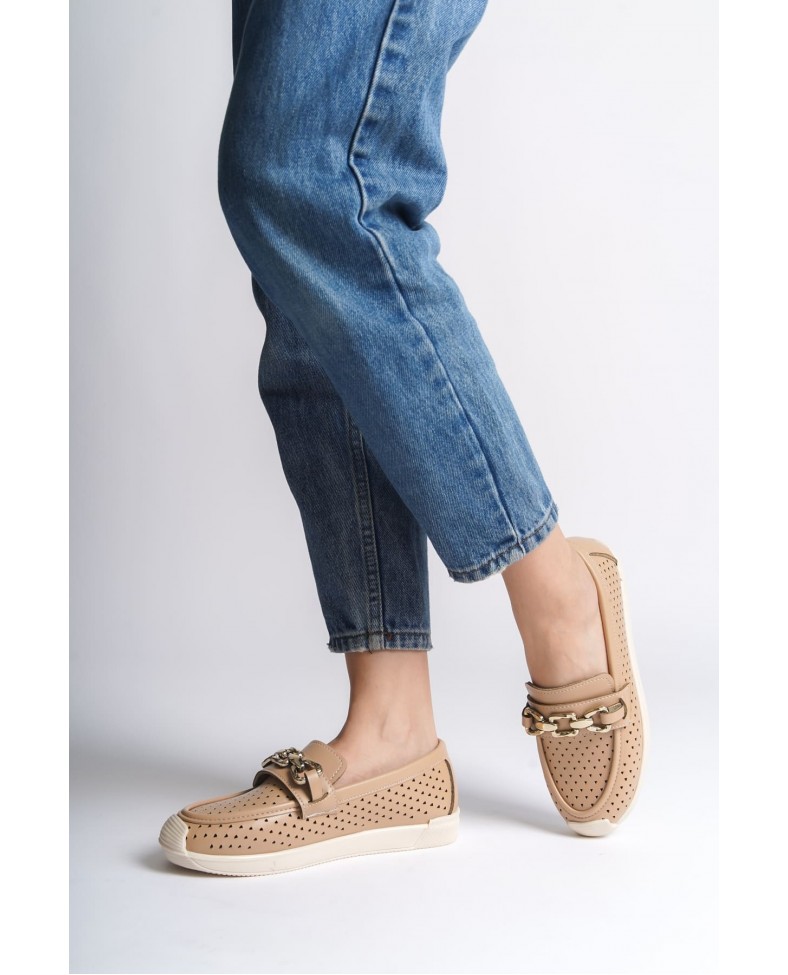 LAYLA Bağcıksız Ortopedik Rahat Taban Kalp Desenli Kadın Babet Ayakkabı CKT - Ten Somersan Giyim | Kadın, Erkek ve Çocuk Moda