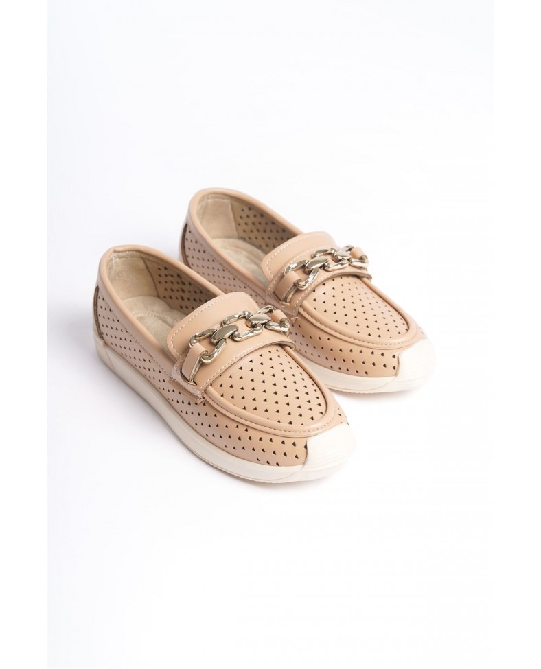 LAYLA Bağcıksız Ortopedik Rahat Taban Kalp Desenli Kadın Babet Ayakkabı CKT - Ten Somersan Giyim | Kadın, Erkek ve Çocuk Moda