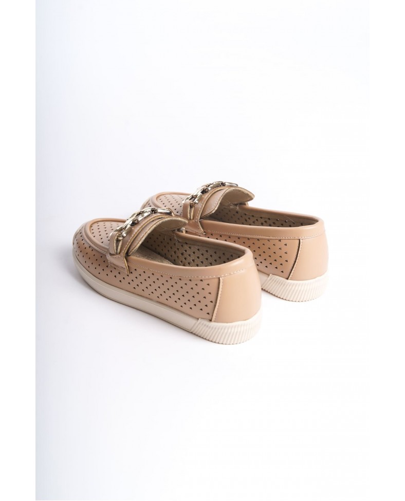 LAYLA Bağcıksız Ortopedik Rahat Taban Kalp Desenli Kadın Babet Ayakkabı CKT - Ten Somersan Giyim | Kadın, Erkek ve Çocuk Moda