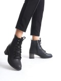 LENA Bağcıklı Fermuarlı Ortopedik Taban Topuklu Kadın Bot  CST - Siyah Somersan Giyim | Kadın, Erkek ve Çocuk Moda