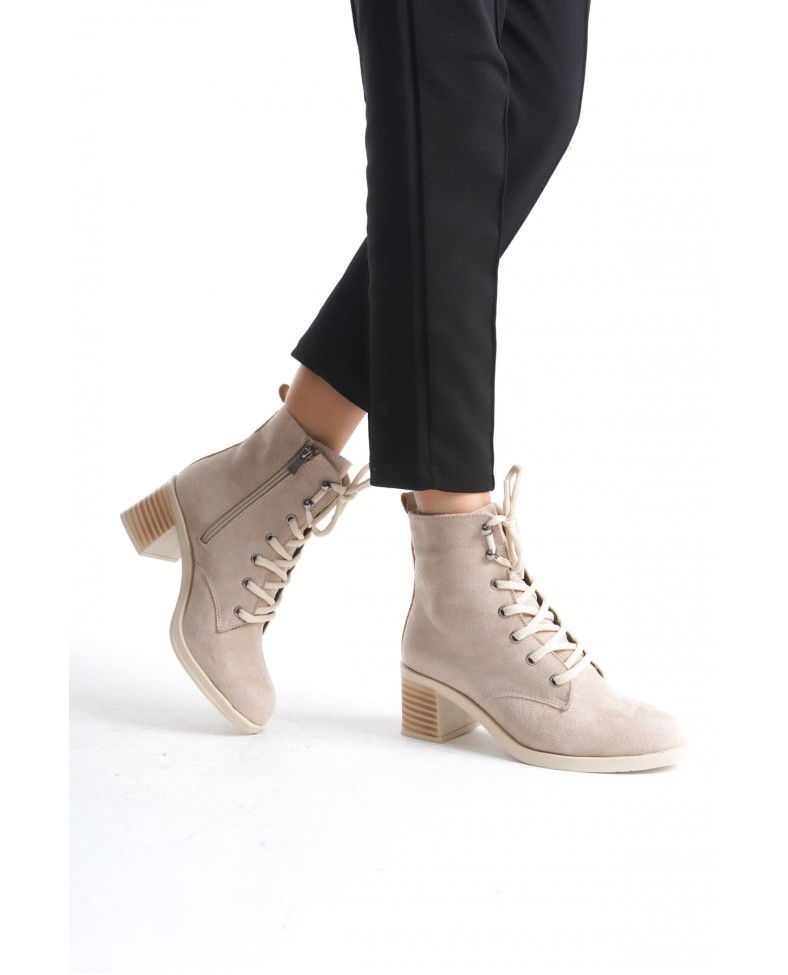 LENA Bağcıklı Fermuarlı Ortopedik Taban Topuklu Süet Kadın Bot  STT - Ten Somersan Giyim | Kadın, Erkek ve Çocuk Moda