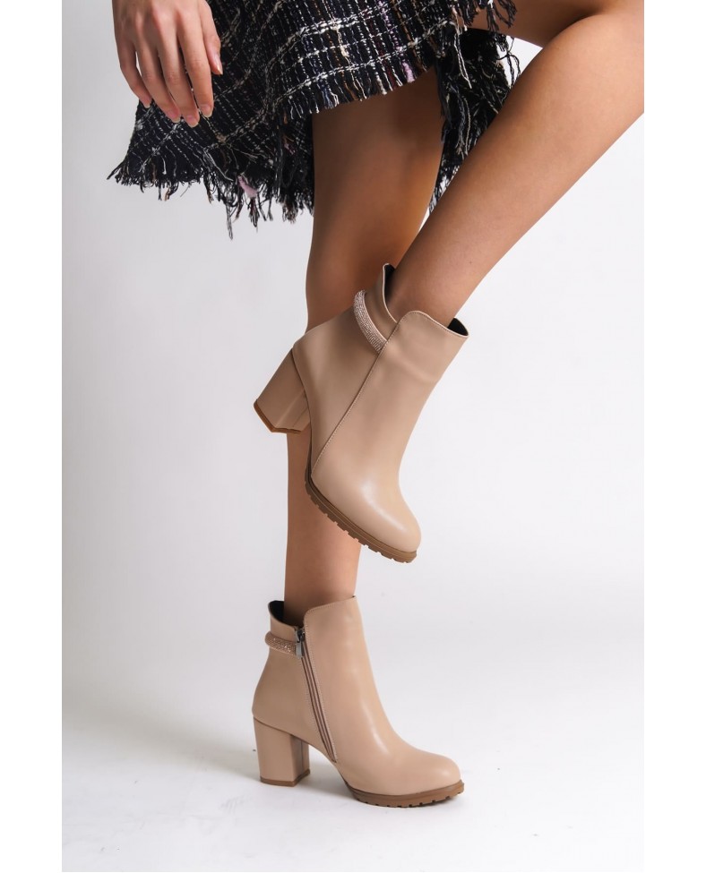 LIA Fermuarlı Ortopedik Taban Taşlı Topuklu Kadın Bot CTT - Ten Somersan Giyim | Kadın, Erkek ve Çocuk Moda