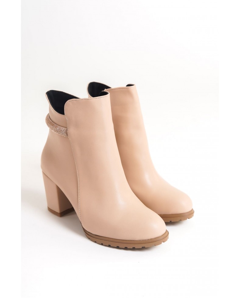 LIA Fermuarlı Ortopedik Taban Taşlı Topuklu Kadın Bot CTT - Ten Somersan Giyim | Kadın, Erkek ve Çocuk Moda