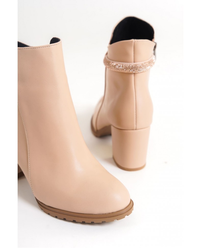 LIA Fermuarlı Ortopedik Taban Taşlı Topuklu Kadın Bot CTT - Ten Somersan Giyim | Kadın, Erkek ve Çocuk Moda