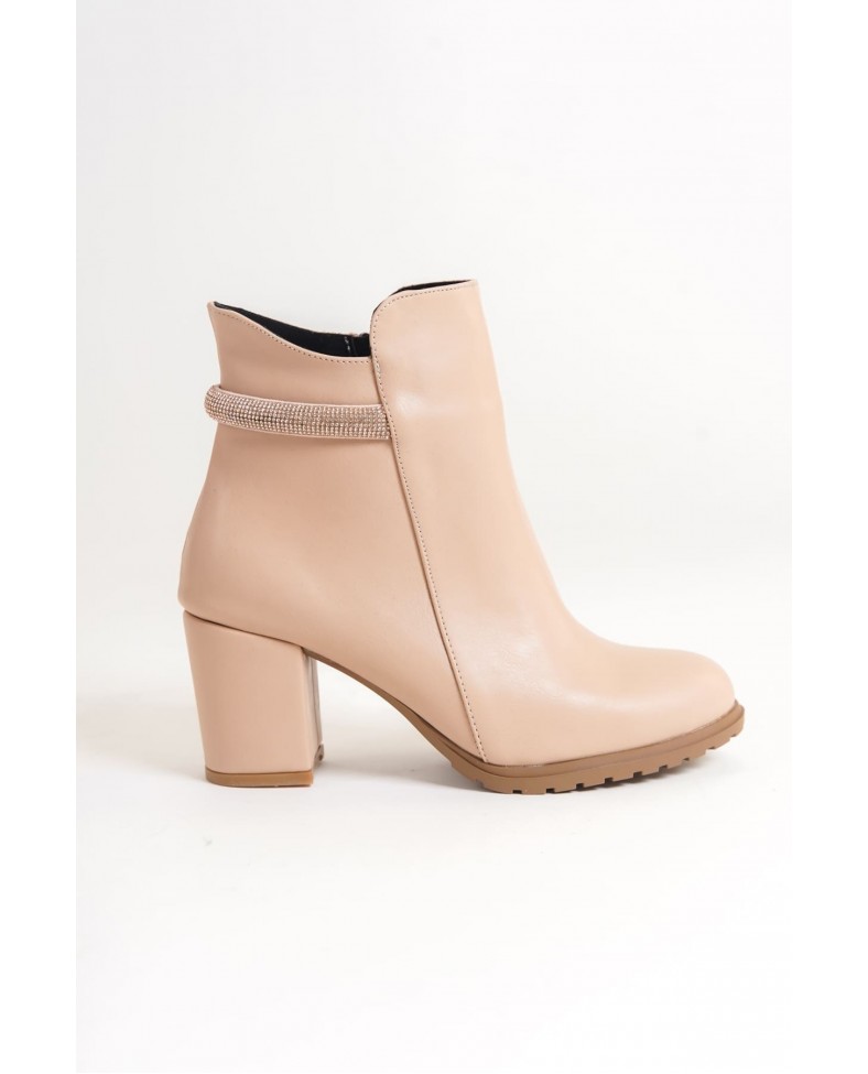 LIA Fermuarlı Ortopedik Taban Taşlı Topuklu Kadın Bot CTT - Ten Somersan Giyim | Kadın, Erkek ve Çocuk Moda