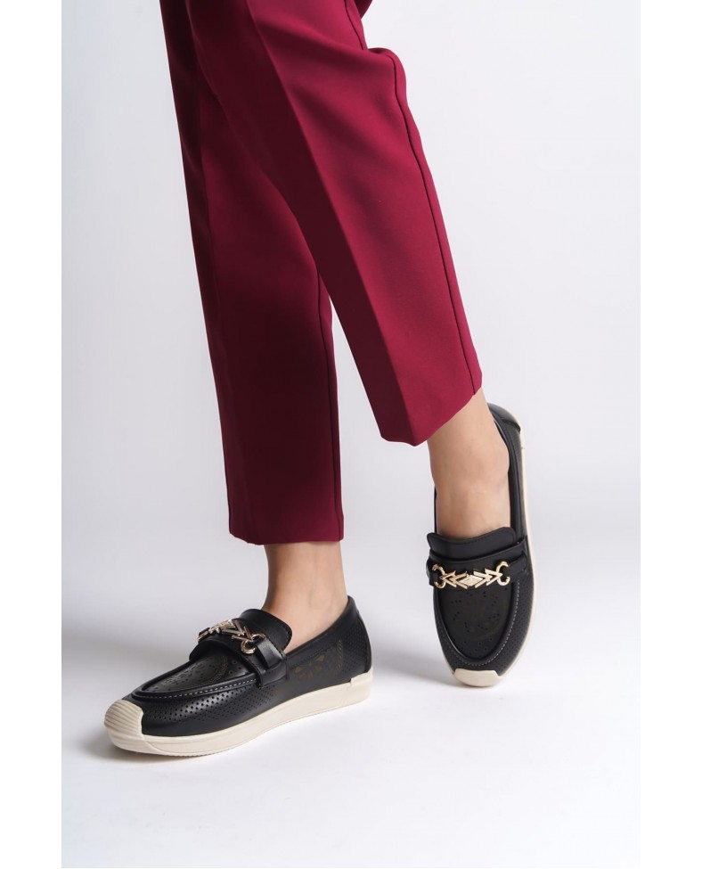 LILY Bağcıksız Ortopedik Rahat Taban Çiçek Desenli Kadın Babet Ayakkabı  CKT - Siyah Somersan Giyim | Kadın, Erkek ve Çocuk Moda