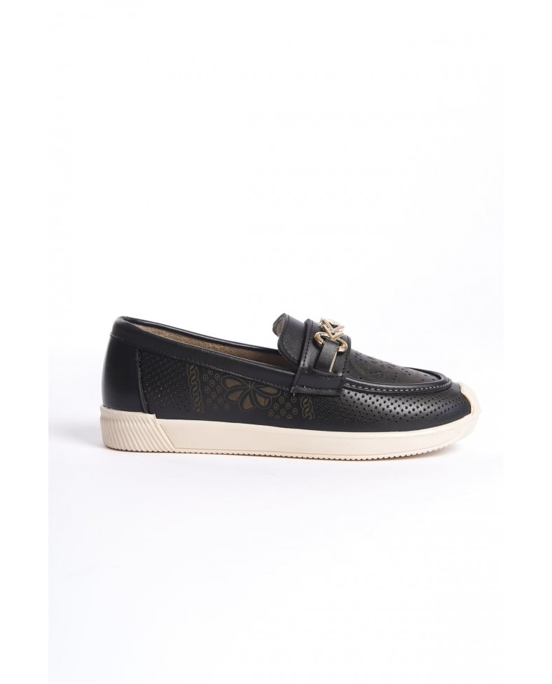 LILY Bağcıksız Ortopedik Rahat Taban Çiçek Desenli Kadın Babet Ayakkabı  CKT - Siyah Somersan Giyim | Kadın, Erkek ve Çocuk Moda