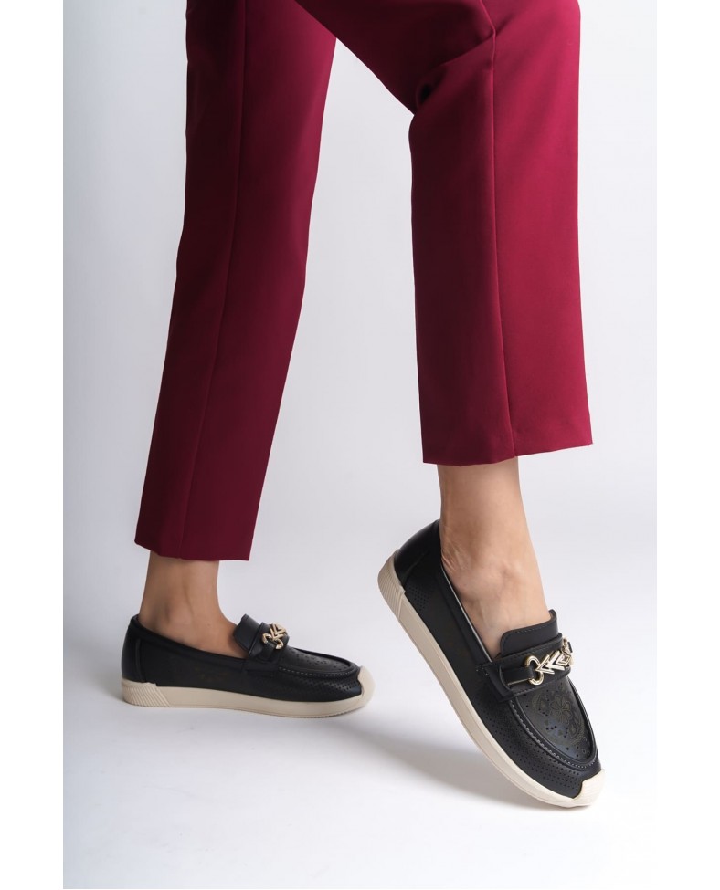 LILY Bağcıksız Ortopedik Rahat Taban Çiçek Desenli Kadın Babet Ayakkabı  CKT - Siyah Somersan Giyim | Kadın, Erkek ve Çocuk Moda