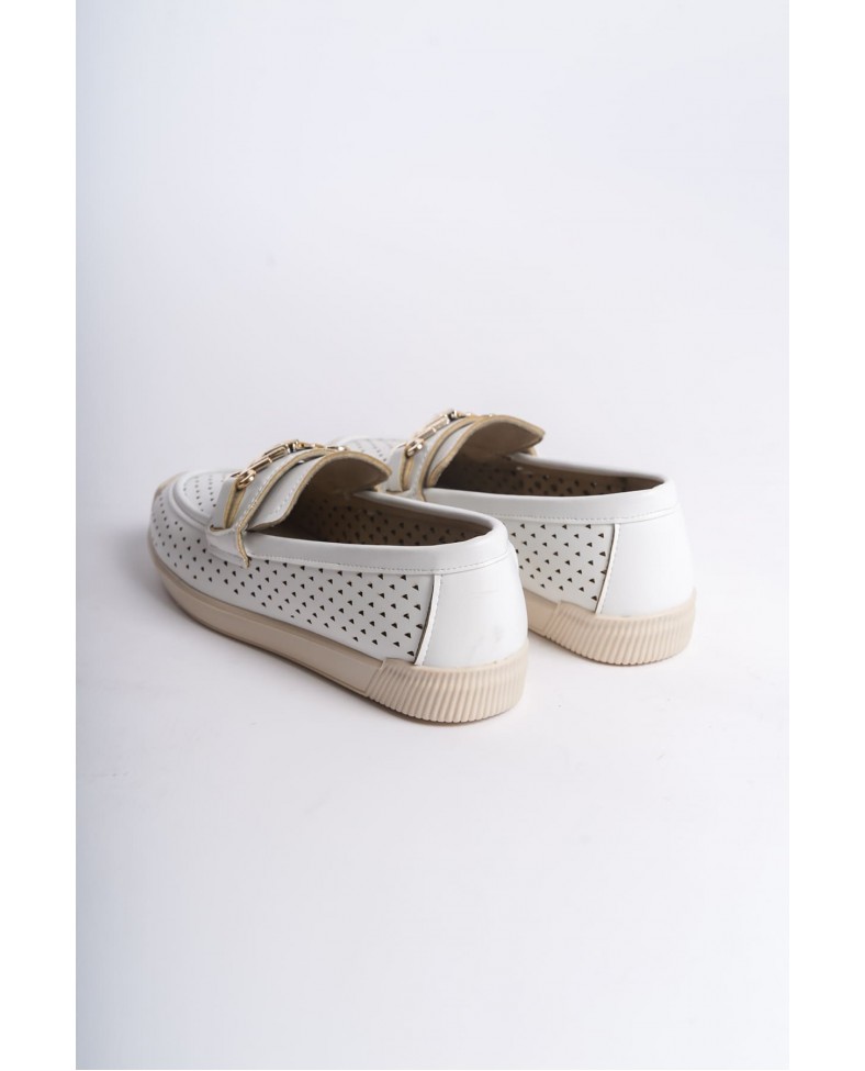 LILY Bağcıksız Ortopedik Rahat Taban Kalp Desenli Kadın Babet Ayakkabı  CKT - Beyaz Somersan Giyim | Kadın, Erkek ve Çocuk Moda