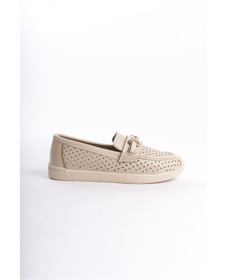 LILY Bağcıksız Ortopedik Rahat Taban Kalp Desenli Kadın Babet Ayakkabı  CKT - Krem Somersan Giyim | Kadın, Erkek ve Çocuk Moda