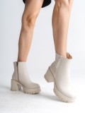 LISSE Fermuarlı Ortopedik Taban Kalın Topuklu Kadın Bot CKT - Krem Somersan Giyim | Kadın, Erkek ve Çocuk Moda