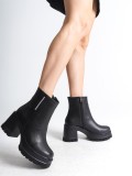LISSE Fermuarlı Ortopedik Taban Kalın Topuklu Kadın Bot CST - Siyah Somersan Giyim | Kadın, Erkek ve Çocuk Moda