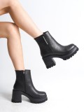 LISSE Fermuarlı Ortopedik Taban Kalın Topuklu Kadın Bot CST - Siyah Somersan Giyim | Kadın, Erkek ve Çocuk Moda
