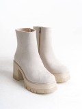 LISSE Fermuarlı Ortopedik Taban Kalın Topuklu Süet Kadın Bot  SKT-  Krem Somersan Giyim | Kadın, Erkek ve Çocuk Moda