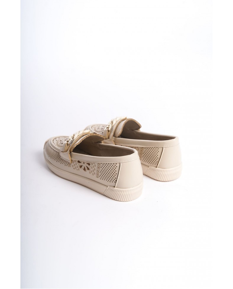 LIZY Bağcıksız Ortopedik Rahat Taban Çiçek Desenli Kadın Babet Ayakkabı  CKT - Krem Somersan Giyim | Kadın, Erkek ve Çocuk Moda