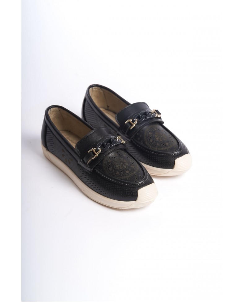 LIZY Bağcıksız Ortopedik Rahat Taban Çiçek Desenli Kadın Babet Ayakkabı  CKT - Siyah Somersan Giyim | Kadın, Erkek ve Çocuk Moda