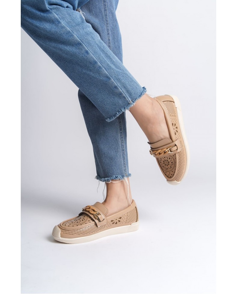 LIZY Bağcıksız Ortopedik Rahat Taban Çiçek Desenli Kadın Babet Ayakkabı CKT - Ten Somersan Giyim | Kadın, Erkek ve Çocuk Moda