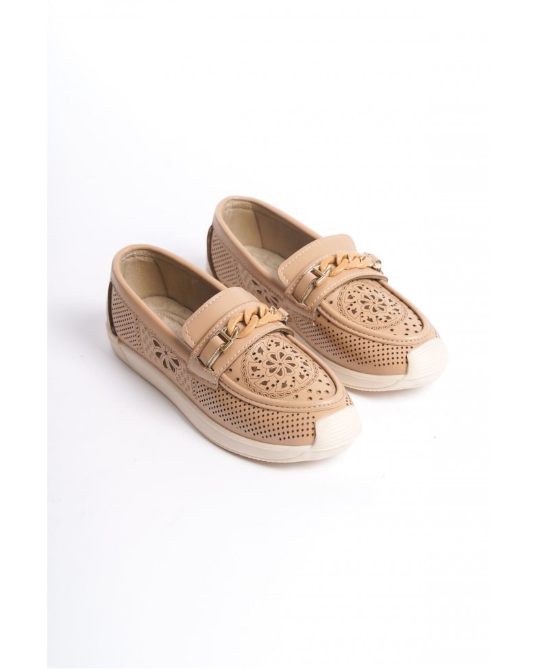 LIZY Bağcıksız Ortopedik Rahat Taban Çiçek Desenli Kadın Babet Ayakkabı CKT - Ten Somersan Giyim | Kadın, Erkek ve Çocuk Moda