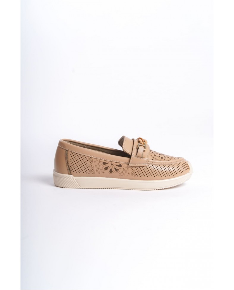 LIZY Bağcıksız Ortopedik Rahat Taban Çiçek Desenli Kadın Babet Ayakkabı CKT - Ten Somersan Giyim | Kadın, Erkek ve Çocuk Moda