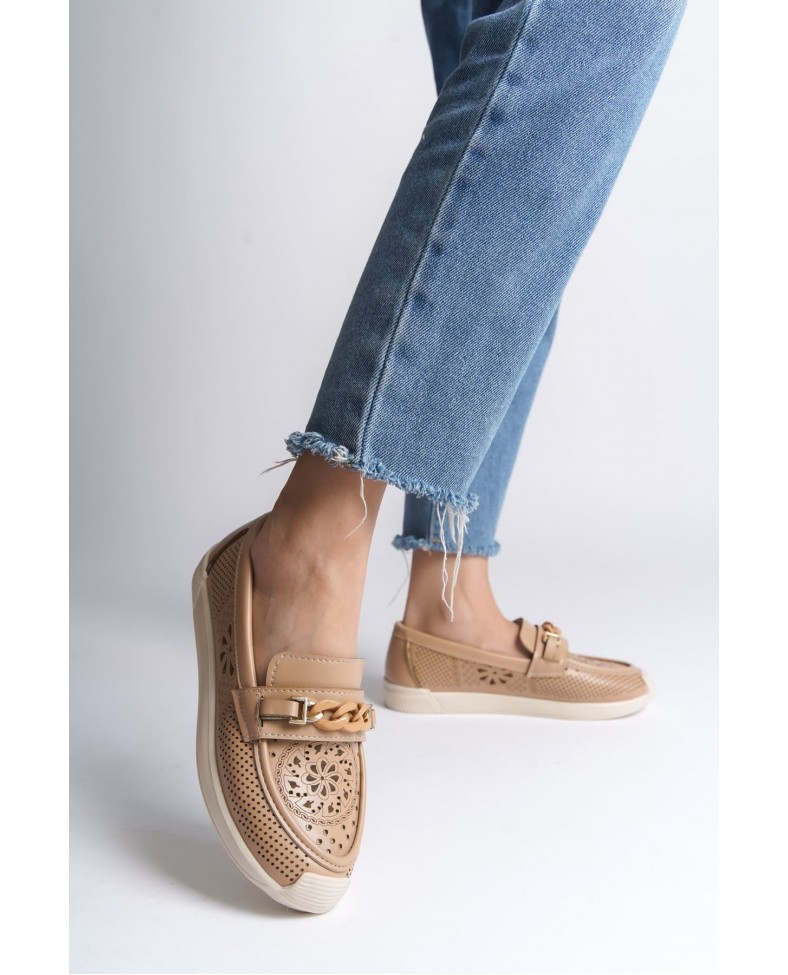 LIZY Bağcıksız Ortopedik Rahat Taban Çiçek Desenli Kadın Babet Ayakkabı CKT - Ten Somersan Giyim | Kadın, Erkek ve Çocuk Moda