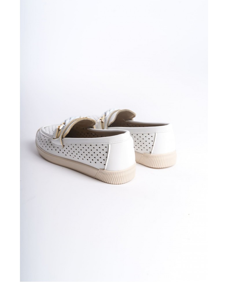 LIZY Bağcıksız Ortopedik Rahat Taban Kalp Desenli Kadın Babet Ayakkabı  CKT - Beyaz Somersan Giyim | Kadın, Erkek ve Çocuk Moda