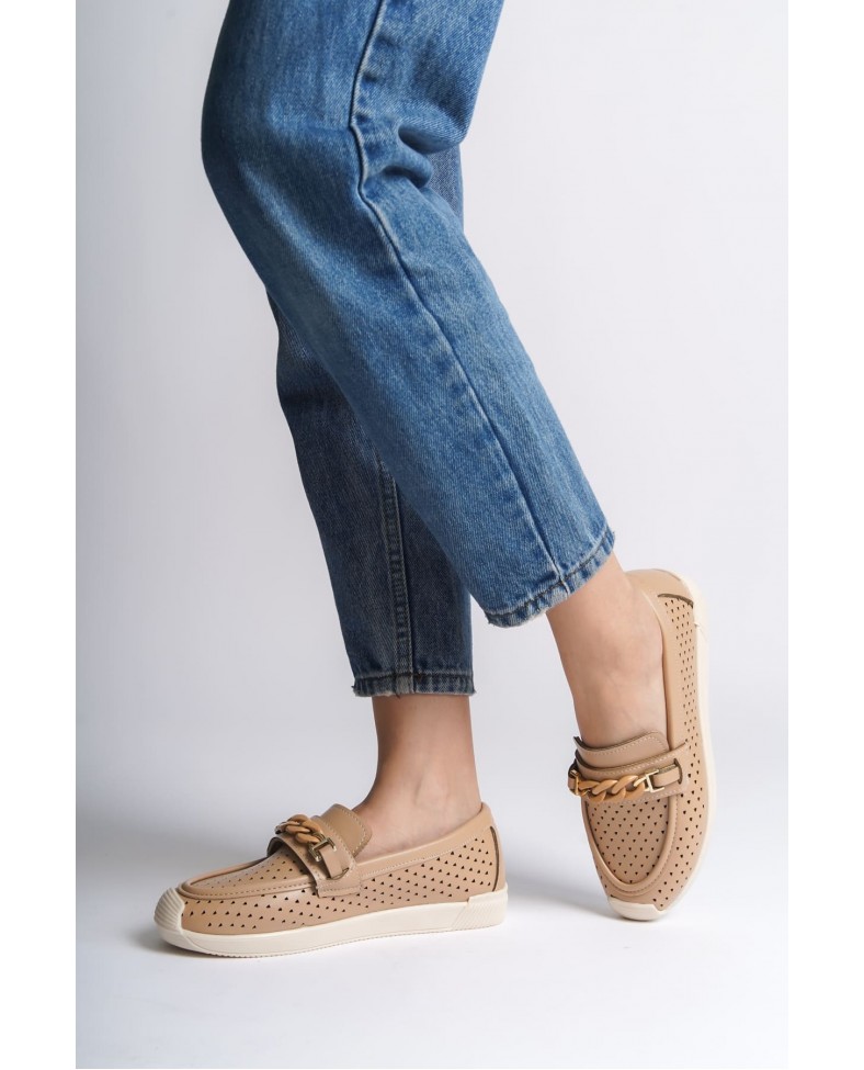 LIZY Bağcıksız Ortopedik Rahat Taban Kalp Desenli Kadın Babet Ayakkabı  CKT - Ten Somersan Giyim | Kadın, Erkek ve Çocuk Moda