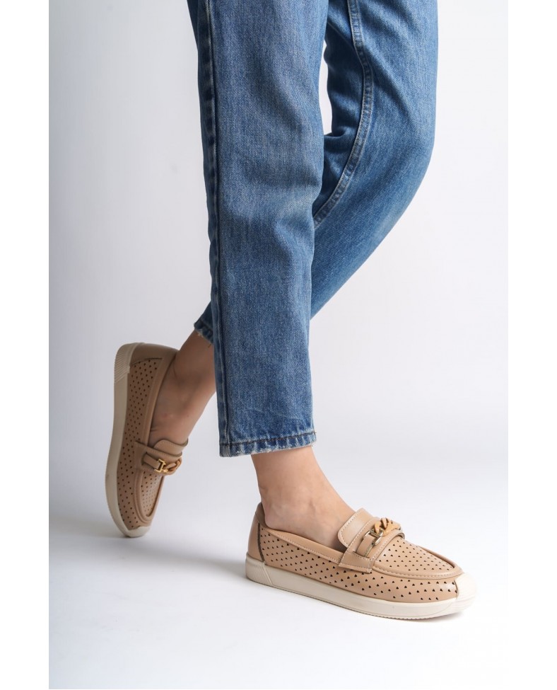 LIZY Bağcıksız Ortopedik Rahat Taban Kalp Desenli Kadın Babet Ayakkabı  CKT - Ten Somersan Giyim | Kadın, Erkek ve Çocuk Moda