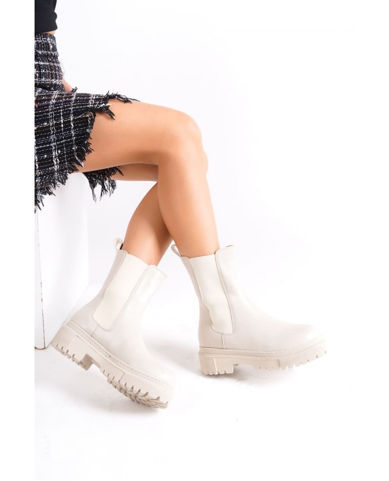 LORA Bağcıksız Lastikli Ortopedik Taban Kadın Bot  CKT - Krem Somersan Giyim | Kadın, Erkek ve Çocuk Moda