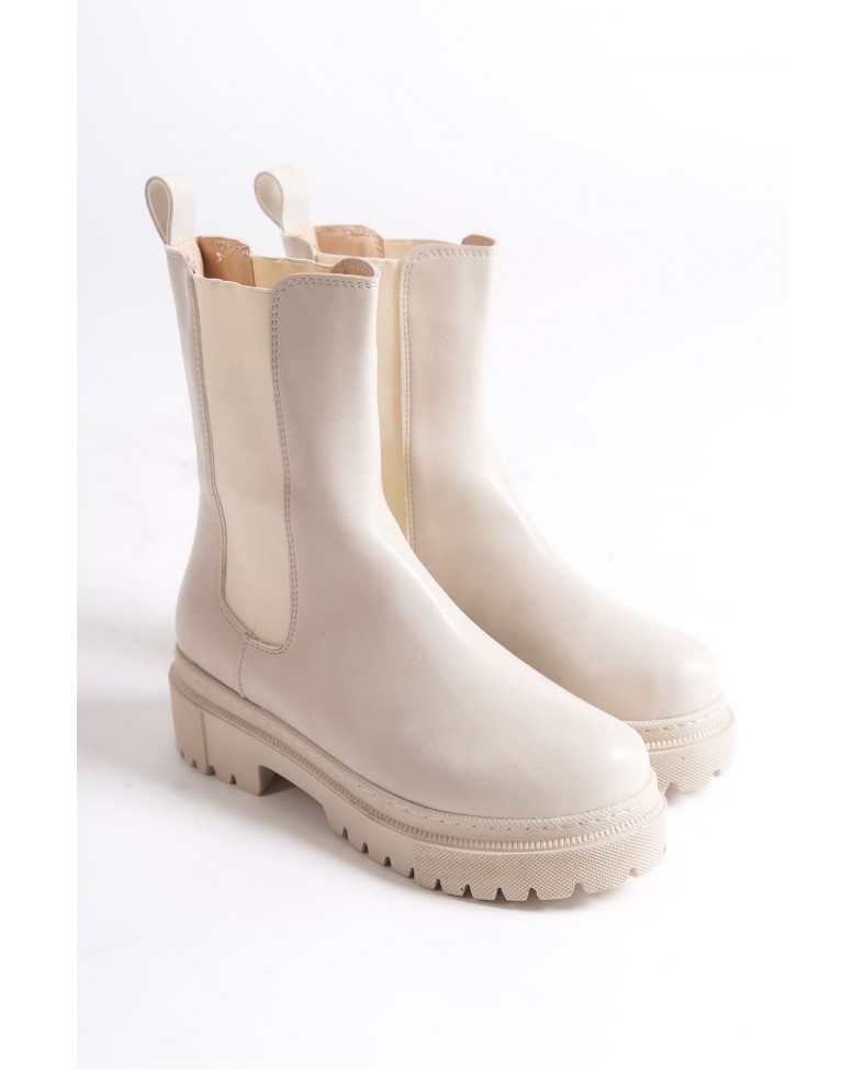 LORA Bağcıksız Lastikli Ortopedik Taban Kadın Bot  CKT - Krem Somersan Giyim | Kadın, Erkek ve Çocuk Moda