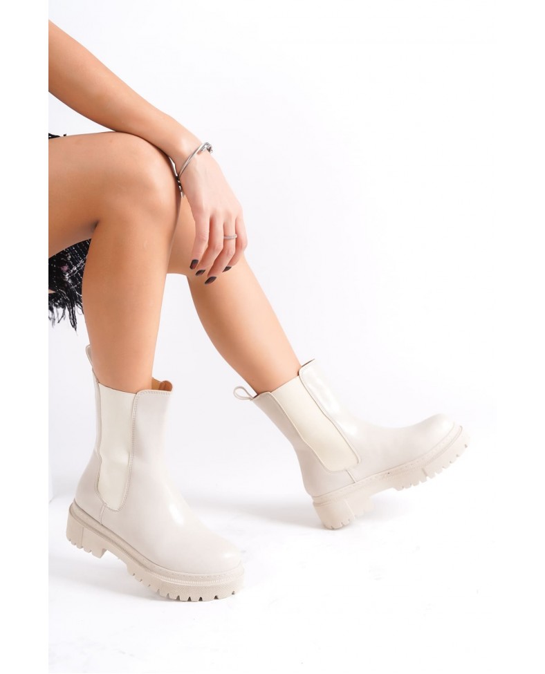 LORA Bağcıksız Lastikli Ortopedik Taban Kadın Bot  CKT - Krem Somersan Giyim | Kadın, Erkek ve Çocuk Moda