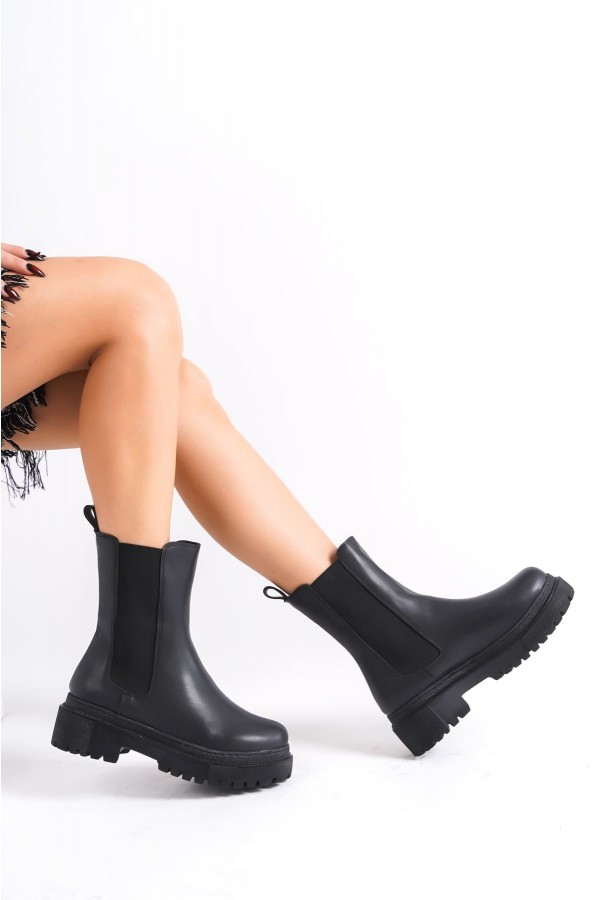 LORA Bağcıksız Lastikli Ortopedik Taban Kadın Bot CST - Siyah