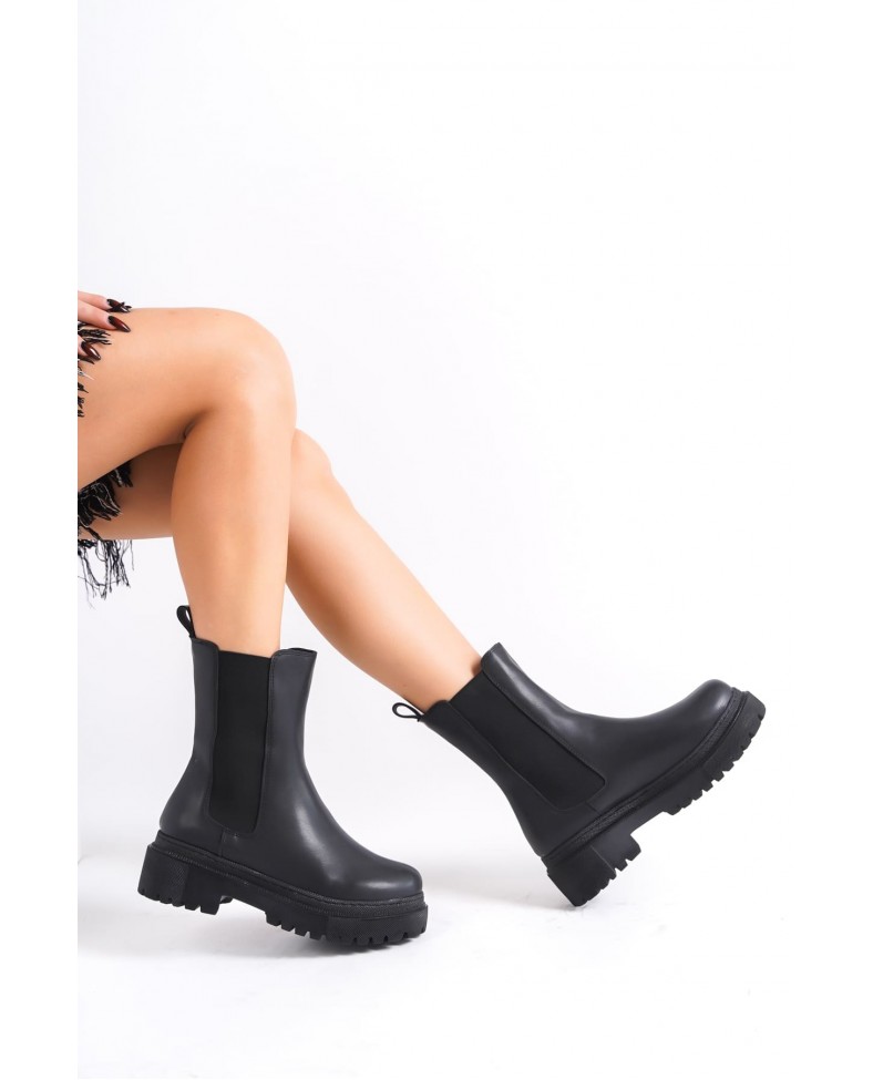 LORA Bağcıksız Lastikli Ortopedik Taban Kadın Bot CST - Siyah Somersan Giyim | Kadın, Erkek ve Çocuk Moda