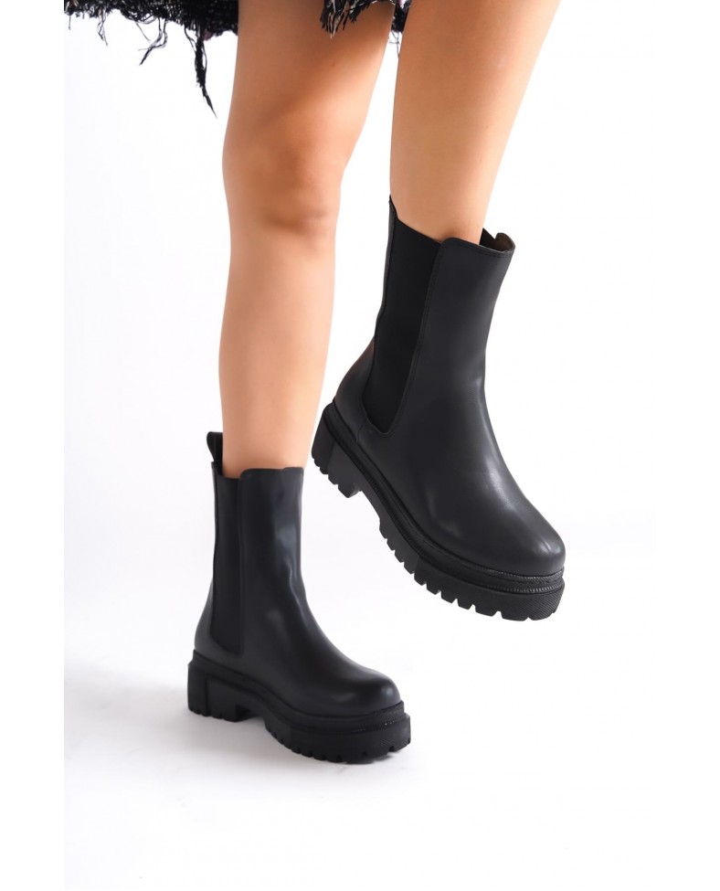 LORA Bağcıksız Lastikli Ortopedik Taban Kadın Bot CST - Siyah Somersan Giyim | Kadın, Erkek ve Çocuk Moda