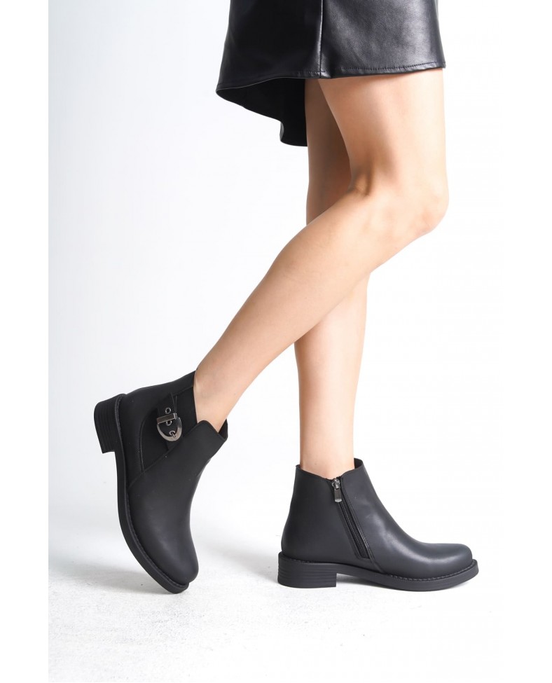 LUNA Fermuarlı Lastikli Ortopedik Taban Topuklu Kadın Bot  CST - Siyah Somersan Giyim | Kadın, Erkek ve Çocuk Moda