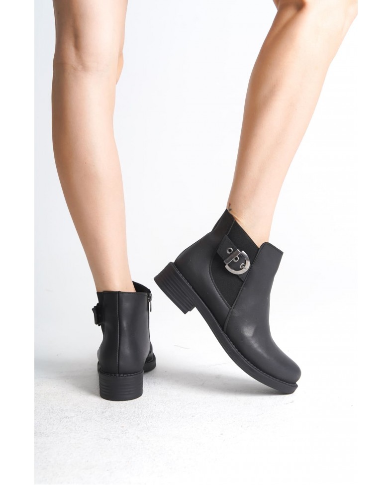 LUNA Fermuarlı Lastikli Ortopedik Taban Topuklu Kadın Bot  CST - Siyah Somersan Giyim | Kadın, Erkek ve Çocuk Moda
