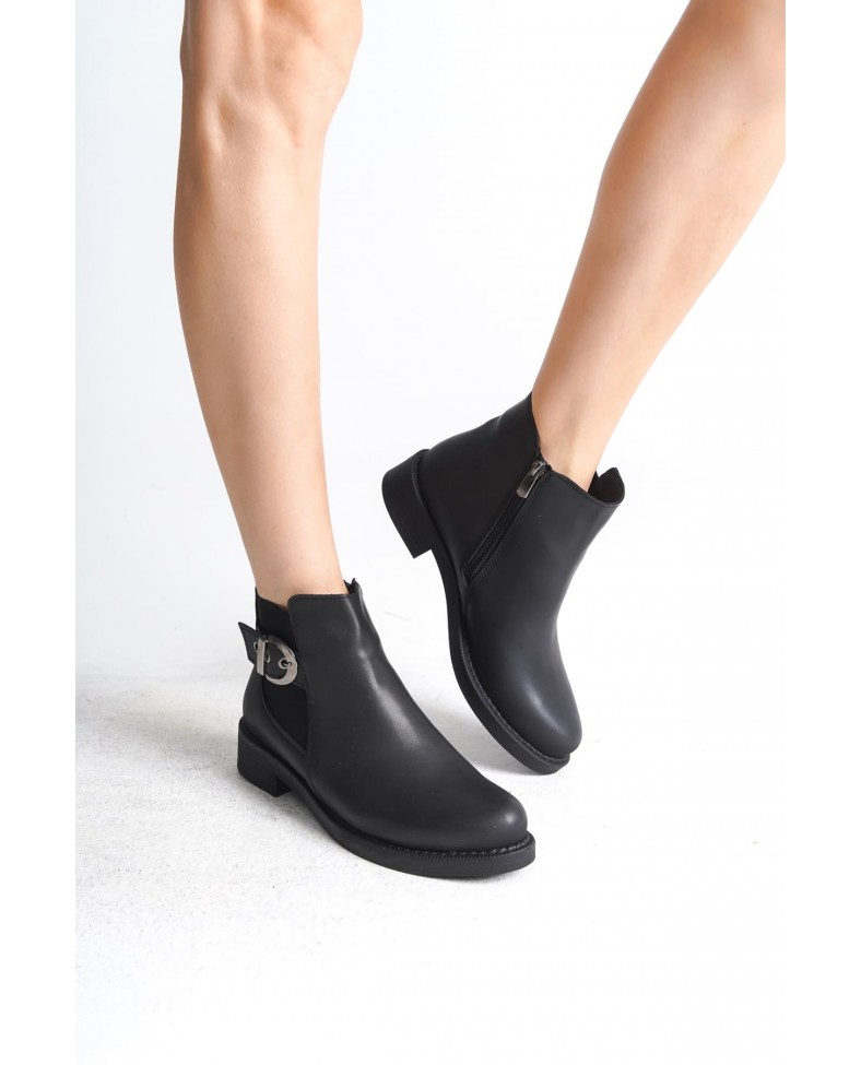 LUNA Fermuarlı Lastikli Ortopedik Taban Topuklu Kadın Bot  CST - Siyah Somersan Giyim | Kadın, Erkek ve Çocuk Moda