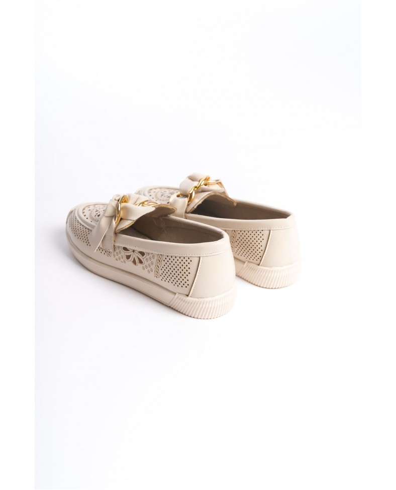 LYDIA Bağcıksız Ortopedik Rahat Taban Çiçek Desenli Kadın Babet Ayakkabı  CKT - Krem Somersan Giyim | Kadın, Erkek ve Çocuk Moda