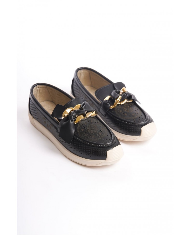 LYDIA Bağcıksız Ortopedik Rahat Taban Çiçek Desenli Kadın Babet Ayakkabı  CKT - Siyah Somersan Giyim | Kadın, Erkek ve Çocuk Moda