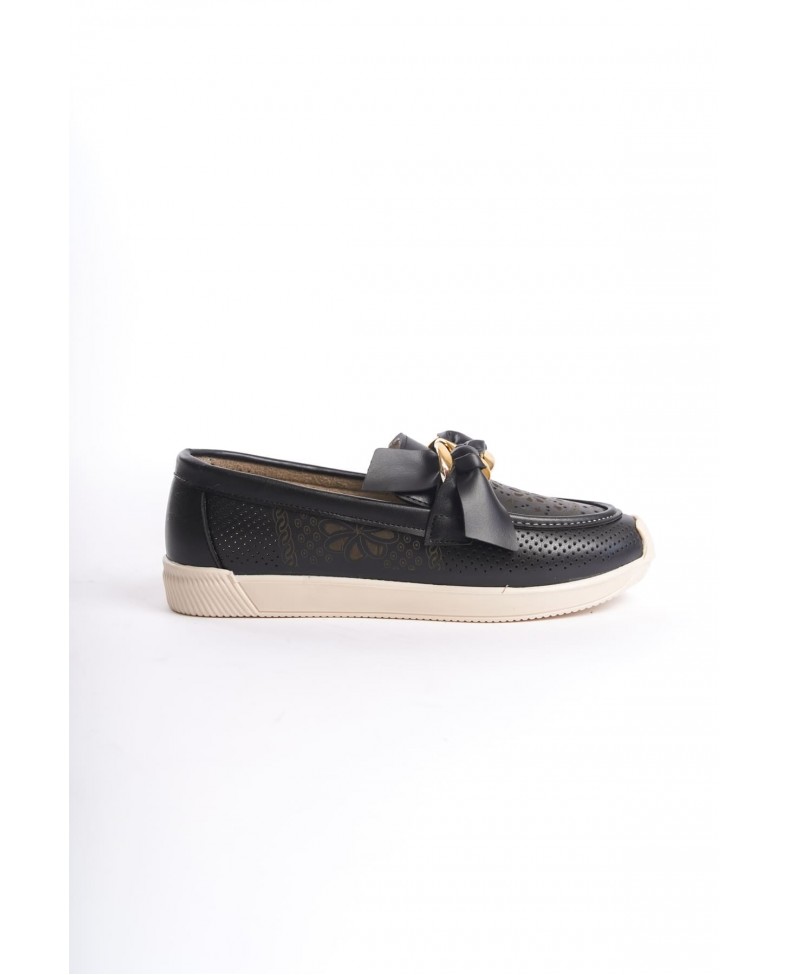 LYDIA Bağcıksız Ortopedik Rahat Taban Çiçek Desenli Kadın Babet Ayakkabı  CKT - Siyah Somersan Giyim | Kadın, Erkek ve Çocuk Moda